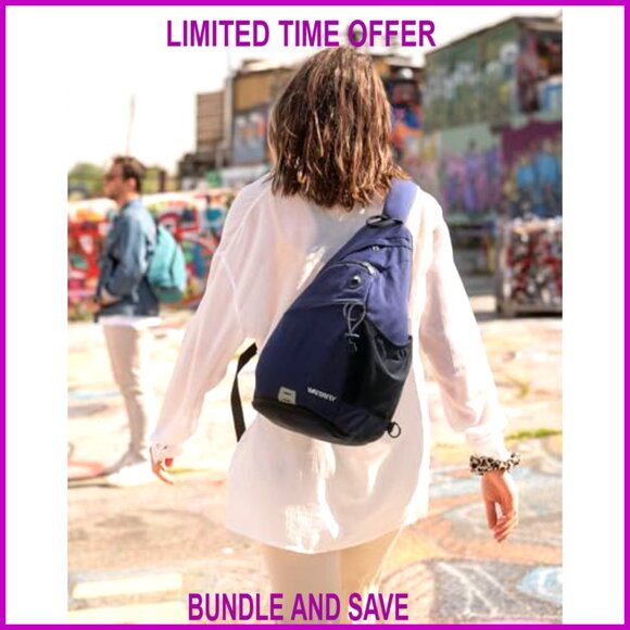 Nylon Sling Backpack Daypack with Water Resistant Multi-Compartment Design